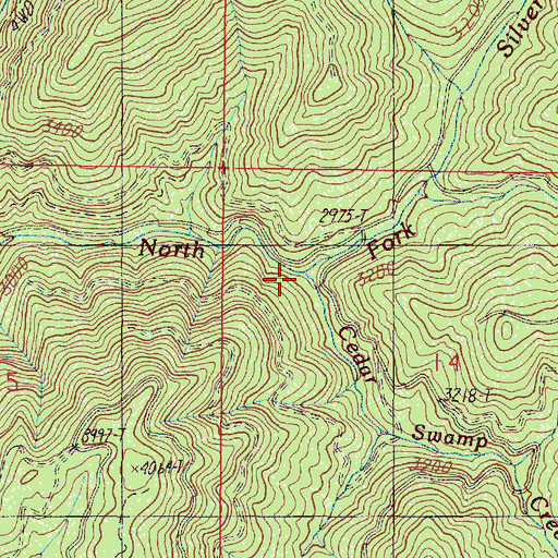 Topographic Map of Cedar Swamp Creek, OR