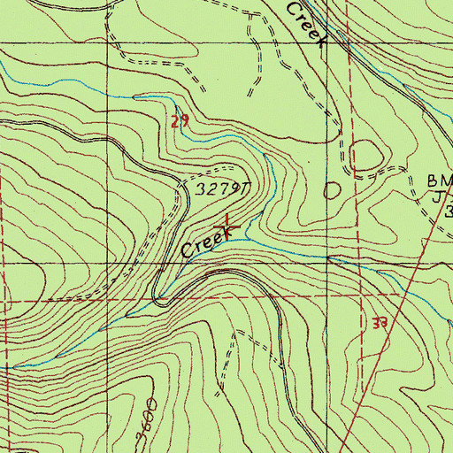 Topographic Map of Cedar Swamp Creek, OR