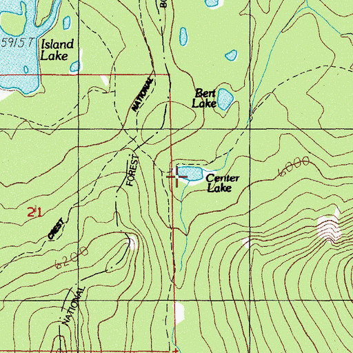 Topographic Map of Center Lake, OR