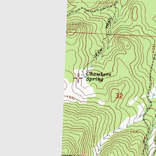 Topographic Map of Chambers Spring, OR
