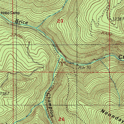 Topographic Map of Champion Creek, OR