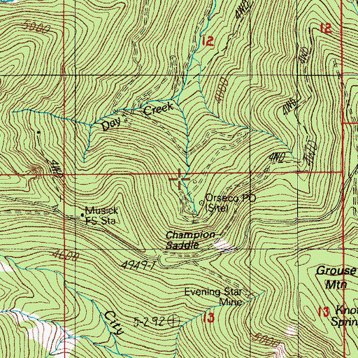 Topographic Map of Champion Mine, OR