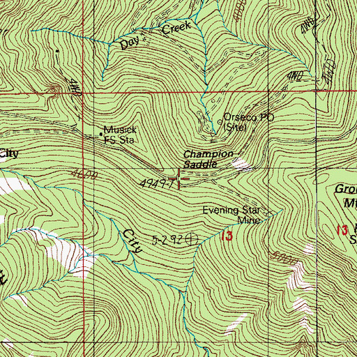Topographic Map of Champion Saddle, OR