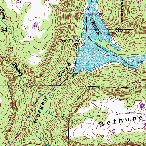 Topographic Map of Berry Branch, AL