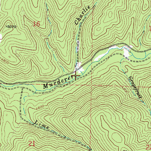 Topographic Map of Charlie Mack Creek, OR