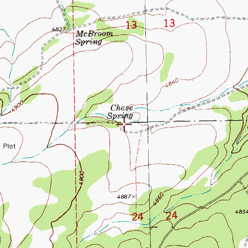 Topographic Map of Chase Spring, OR