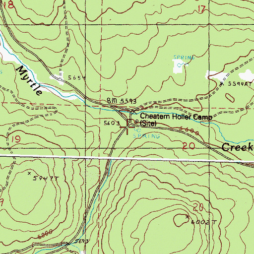 Topographic Map of Cheatem Holler Camp, OR