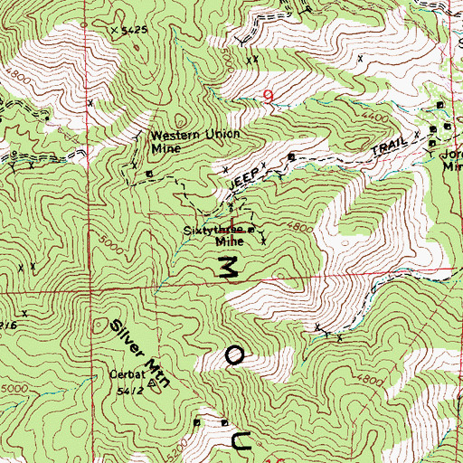 Topographic Map of Sixtythree Mine, AZ