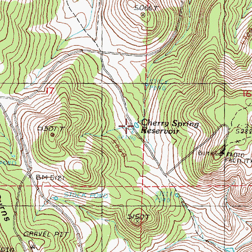 Topographic Map of Cherry Spring Reservoir, OR