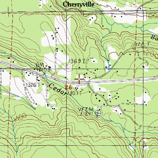 Topographic Map of Cherryville, OR