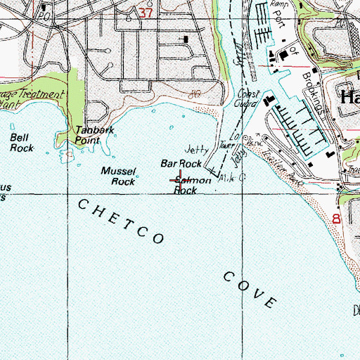 Topographic Map of Chetco Cove, OR