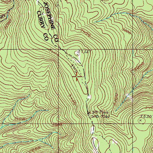 Topographic Map of Chetco Divide Trail, OR