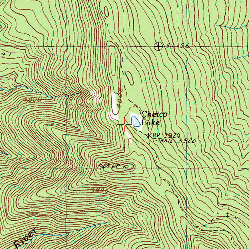 Topographic Map of Chetco Lake, OR