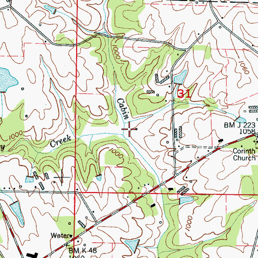Topographic Map of Berry Creek, AL