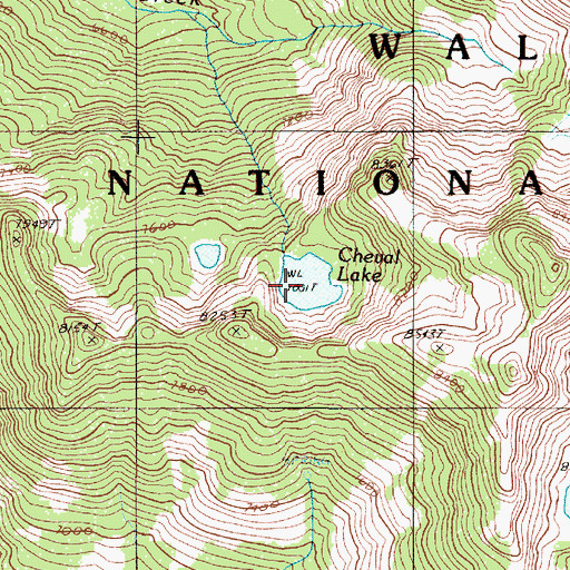 Topographic Map of Cheval Lake, OR