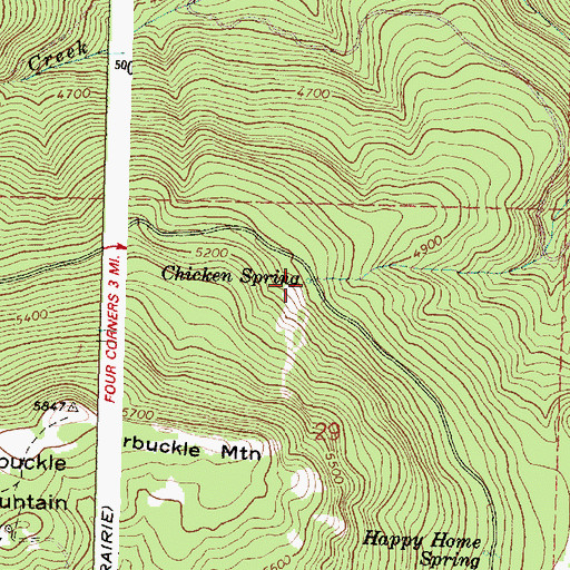Topographic Map of Chicken Spring, OR