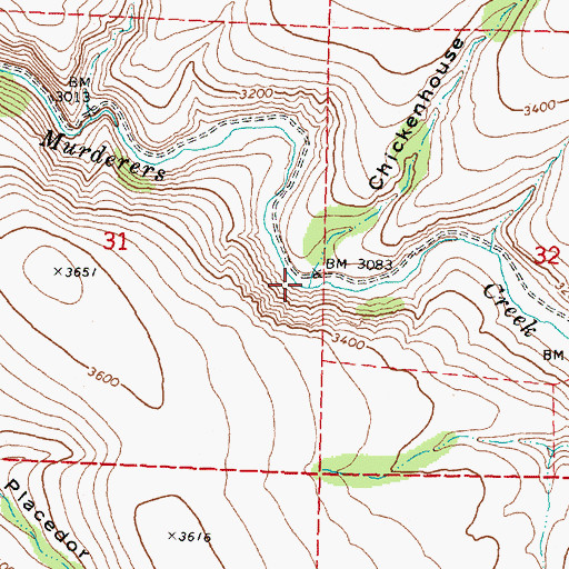 Topographic Map of Chickenhouse Gulch, OR