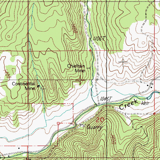 Topographic Map of Chieftain Mine, OR
