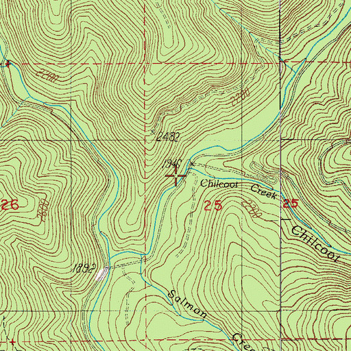 Topographic Map of Chilcoot Creek, OR
