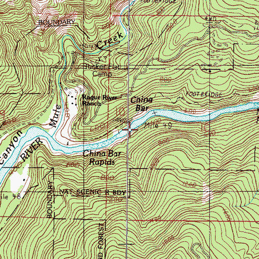 Topographic Map of China Bar, OR