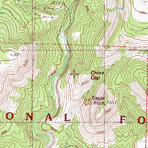 Topographic Map of China Cap, OR