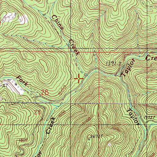 Topographic Map of China Creek, OR