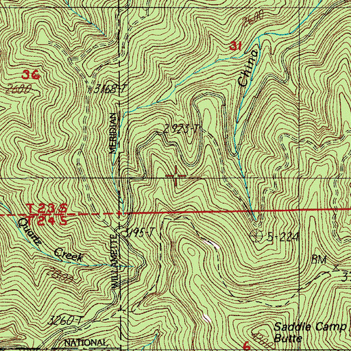 Topographic Map of China Creek Trail, OR