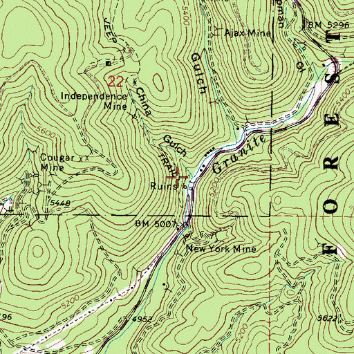 Topographic Map of China Gulch, OR