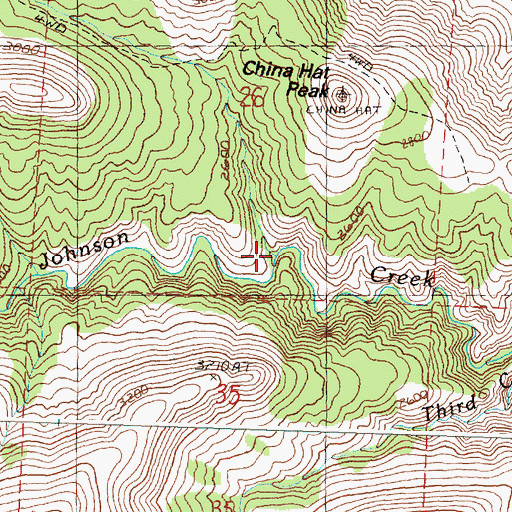 Topographic Map of China Hat Creek, OR