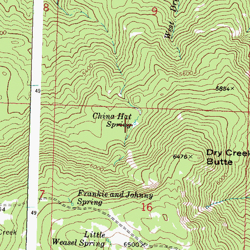 Topographic Map of China Hat Spring, OR