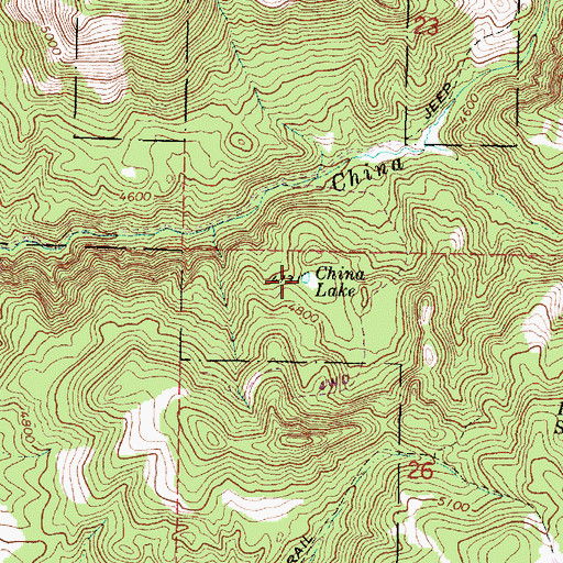 Topographic Map of China Lake, OR