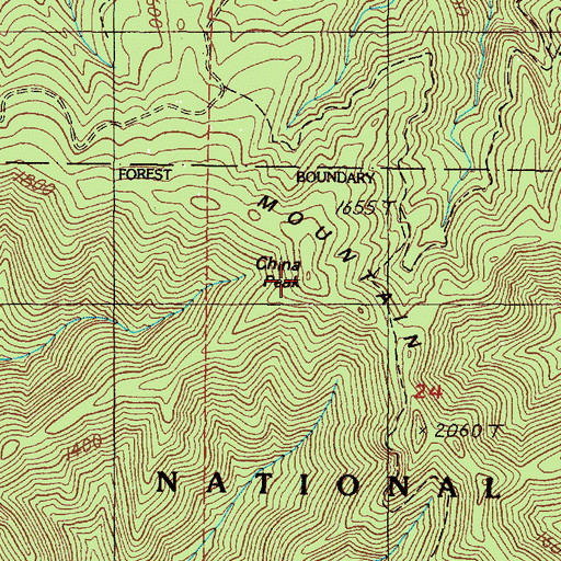 Topographic Map of China Peak, OR