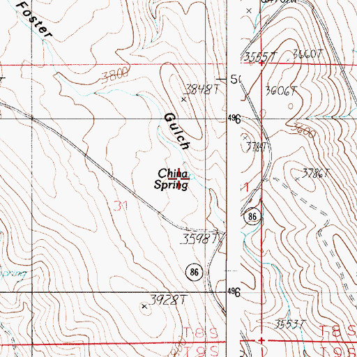 Topographic Map of China Spring, OR