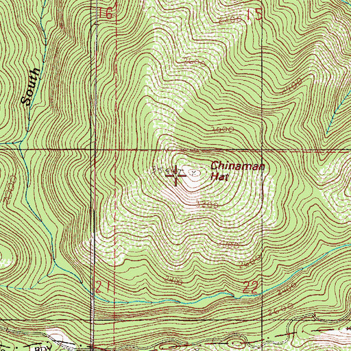 Topographic Map of Chinaman Hat, OR