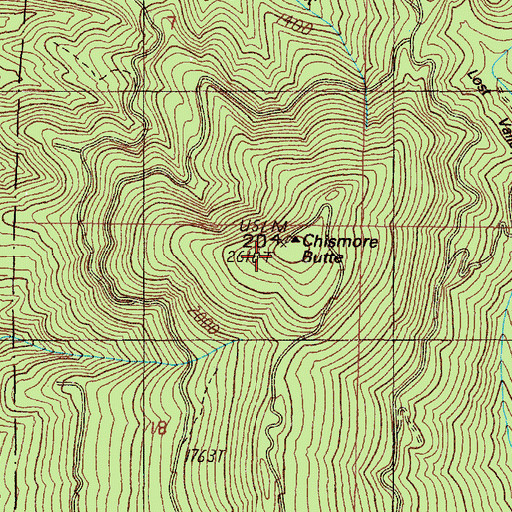 Topographic Map of Chismore Butte, OR