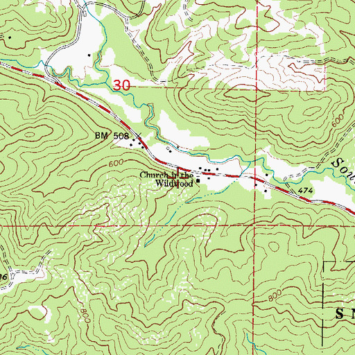 Topographic Map of Church in the Wildwood, OR