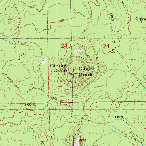Topographic Map of Cinder Cone, OR