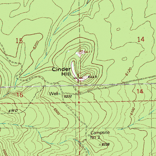 Topographic Map of Cinder Hill, OR