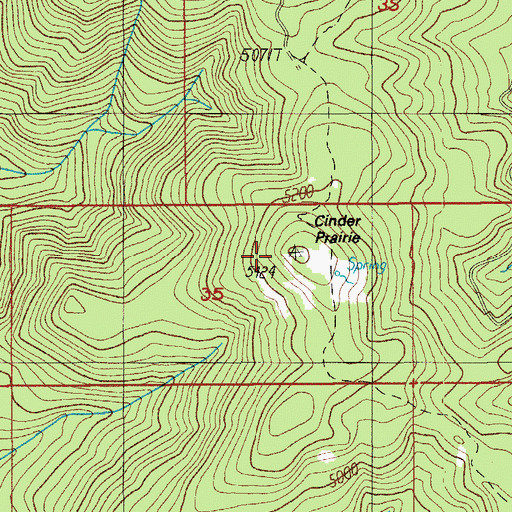 Topographic Map of Cinder Prairie Lookout, OR