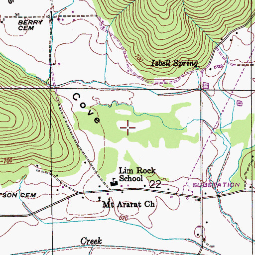 Topographic Map of Berrys Cove, AL