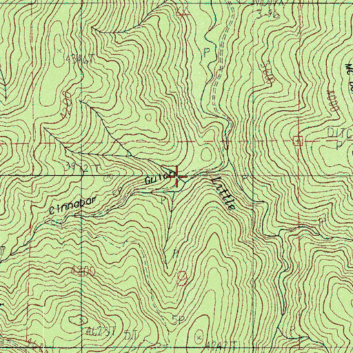 Topographic Map of Cinnabar Gulch, OR