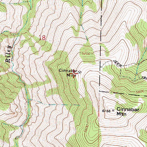 Topographic Map of Cinnabar Mine, OR