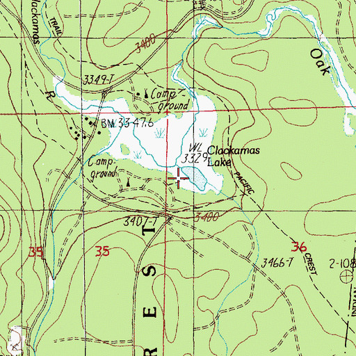 Topographic Map of Clackamas Lake, OR