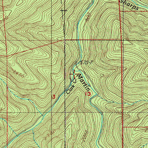 Topographic Map of Clark Creek, OR