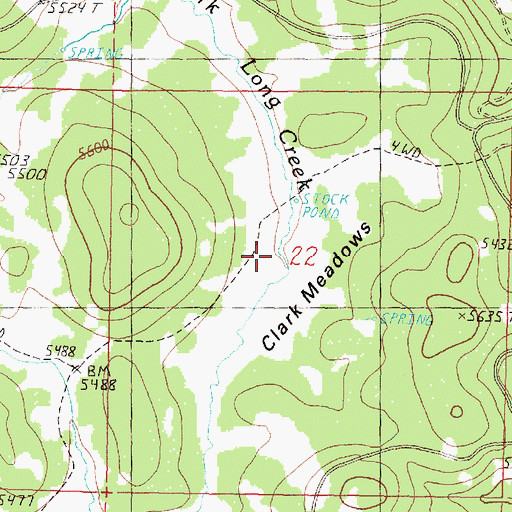 Topographic Map of Clark Meadow, OR