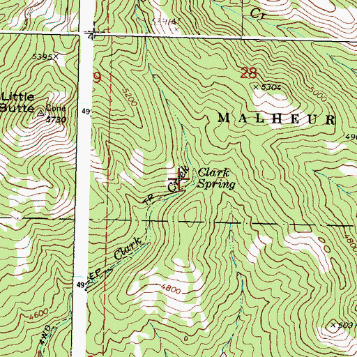 Topographic Map of Clark Spring, OR