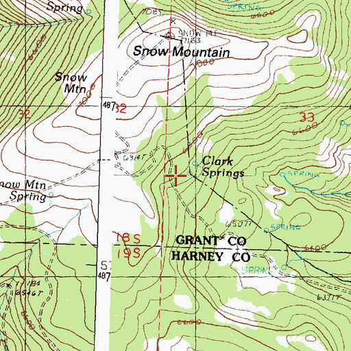 Topographic Map of Clark Springs, OR