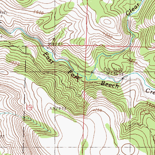 Topographic Map of Clear Creek, OR