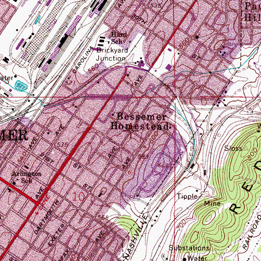Topographic Map of Bessemer Homestead, AL