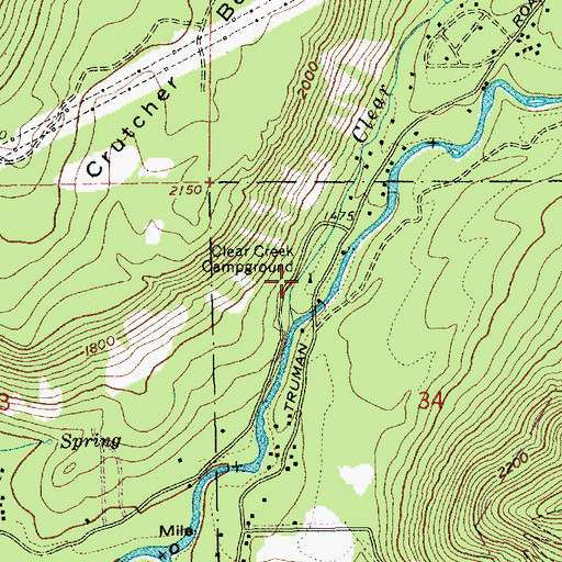 Topographic Map of Clear Creek Campground (historical), OR